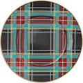 MACKENZIE-CHILDS Enamel Salad and Dessert Plate, Small Plate for a Dessert or Appetizer Dish, 8 Inches, Black Tartan