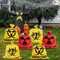 CNhoqc Halloween Lawn Trash Bags - 6Pcs Zombie Warning Reusable Waste Bags with Twist Ties, Fallen Leaf Grass Clipping Trash Container, Heavy-Duty Plastic for Biohazard Parties Outdoor Decorations