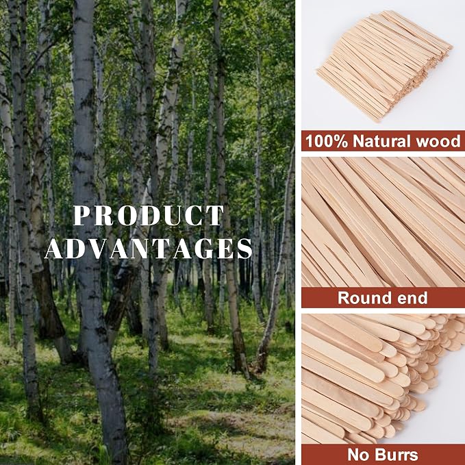 ANTETOK Wooden Coffee Stirrers - Coffee Stir Sticks 5.5 Inch,800pcs Disposable Swizzle Sticks,Swizzle Drink Sticks for Coffee,Tea,Cocktail and Hot Chocolate