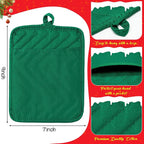R HORSE 6Pcs Christmas Red Green Potholders with Pockets Baking Cooking Gift Kitchen Cotton Heat Resistant Potholder Machine Washable Hot Pads Oven Mitt Christmas Pot Holder Gift
