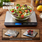 Food Scale 44lb/20kg, Extra-Large Platform Digital Kitchen Scale, 1g/0.1oz High Precision, Stainless Steel/Tempered Glass, Weight Grams and oz for Cooking Baking Meal Prep, 2 Batteries Included