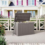 NUNU LAB Outdoor Storage Box, 45 Gallon Outside Deck Box Waterproof, Gray