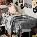 Bedsure Twin XL Comforter Sets - 5 Pieces Reversible Twin XL Bedding Sets, Bed Sets Comforters, Sheets, Pillowcase & Sham, Grey Twin Extra Long Size Bed in a Bag for College