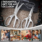TIJERAS Kitchen Scissors Shears Set - 2PCS Stainless Steel Sharp | Meat & Heavy Duty Poultry Sharp Shears, Dishwasher Safe, Japanese Cooking Scissor for Food Chicken, Gifts for Women, Silver