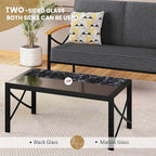Shintenchi 2 Piece Outdoor Patio Furniture Set, Metal Sofa Chair Conversation Set, Including Loveseat and Coffee Table for Backyard, Patio, Balcony, Poolside (Dark Grey)