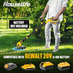 Houselife Cordless Weed Eater Compatible with Dewalt 20V Max Battery (No Battery) Lightweight String Trimmer & Weed Wacker with Auto Line Feed, 12" Cordless Weed Trimmer//Weedeaters for Lawn Garden