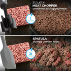 Zulay Kitchen Ground Beef Chopper Tool – 5-Blade Nylon Meat Chopper for Ground Beef, Non-Toxic Food Safe Meat Masher & Breaker, Heat Resistant to 180°C, Dishwasher Safe – Gray