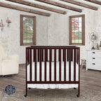 Jett Non-Full Size Folding Convertible Crib, Lightweight Portable Crib, Three Adjustable Mattress Height Settings, Easy to Fold Travel Crib, 1.5” Mattress Pad Included