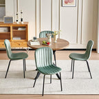 37 Inch Round Dining Table Set for 4, Modern Small Circle Kitchen Coffee Set for Apartment Living Room Office, Save Space(1 Imitation Wooden Table + 4 Green Velvet Chairs)