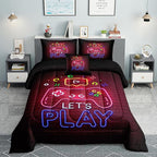 6 PCS Gamer Queen Comforter Sets,Queen Bedding Sets for Boys,Gaming Comforter Set,Queen Size Bedding Sets for Boys,Bed in A Bag with Sheets(Queen,Red Color)