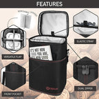 Opux 4 Bottle Insulated Wine Cooler Bag - Leakproof Padded Portable Wine Bottle Carrier for Travel Picnic BYOB Gift (Black)