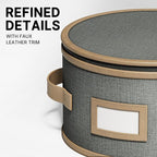 Hard Shell China Storage Containers – 4 Piece Set for Storing Dinner Plates, Salad Plates, Quilted Dividers for Safe Moving and Seasonal Storage, Grey with Brown Edging
