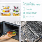Vtopmart 8 Pack Glass Food Storage Containers with Airtight Lids | Meal Prep Lunch Containers, Leakproof, Leftover Storage, Take-out, Microwave, Oven, Freezer and Dishwasher Safe, BPA Free