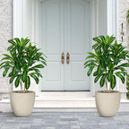 Artificial Dracaena Tree Artificial Silk Tree Faux Tree with White Tall Planter Fake Tropical Yucca Floor Plant (2, White Planter, 4 FT)