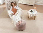 Round Pouf Ottoman 20"x15" Bean Bag Ottoman Soft Top Comfortable Small Foot Stool Foot Rest Pouf Brown Tall Footstool Ottomans Round Hassock Fluffy Boho Furniture Small Ottomans for Living Room