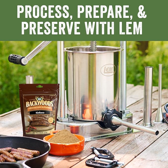 LEM Products Backwoods Kielbasa Fresh Sausage Seasoning, 11.8 oz Packet | Pre-Measured Seasoning for Wild Game and Domestic Meat, Seasons Up to 25 Pounds of Meat for Homemade Sausages