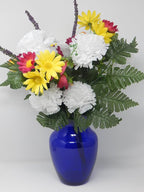Floral Supply Online - 8" Rose Vase and Flower Guide Booklet - Decorative Glass Flower Vase for Floral Arrangements, Weddings, Home Decor or Office. (Cobalt)