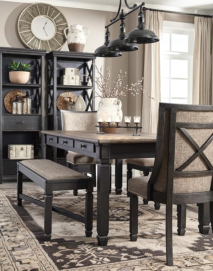 Signature Design by Ashley Tyler Creek Farmhouse 75" Display Cabinet or Bookcase with Drawers, Almost Black