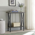 Leick Home 23005 Chisel & Forge Narrow Recliner Side Table with Shelf, Gray/Matte Black