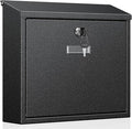 Uniclife Wall Mount Mailbox for Outside, Large Mailbox with Key Lock | Security Mail Box, Postbox for House, Safe Key Drop Case, Steel Cash Drop Case for Home Office School, Black