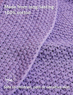 YnM Chunky Cotton Knit Throw Blanket, Cable Knit Throws for Bed Couch Sofa, Comfy & Relaxing, Decorative Piece for Farmhouse Modern Boho Rustic Scandinavian Chic Vibe, Lilac Purple 60x80 Inches