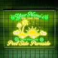Personalized Pool Side Paradise Neon Sign, Custom Name LED Light, Tropical Sunset Design, Backyard Patio Bar Decor, Gift for Outdoor Lovers