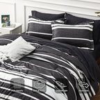 Bedsure Bed in a Bag Twin Size 5 Pieces, Black White Striped Bedding Comforter Sets All Season Bed Set with 1 Pillow Sham, Flat Sheet, Fitted Sheet and 1 Pillowcase