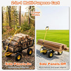 900lbs Heavy Duty Garden Cart, Steel Garden Wagon Cart with Fixedable Rotating Handle for Backyard, Utility Yard Wagon with 10" All Terrain Tires, Mesh Removable Sides