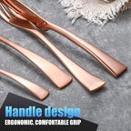 Lemeya 24-Piece Rose Gold Silverware Set for 6,18/10 Stainless Steel Cutlery Set with Forged Stand Knife,Modern Flatware Utensils Set,Forks Spoons and Knives Set,Mirror Polished,Dishwasher Safe