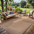 Washable Indoor Outdoor Rug 6x9 Weather Resistant Area Rugs Modern Solid Jute Rug for Porch Deck Balcony Backyard Patio Outside Carpet (6 X 9 Jute Beige)
