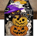 Halloween Table Runner Pumpkin Black Cat Halloween Table Runners 72 Inches Long Happy Halloween Boo Ghost Theme Decor for Kitchen Dining Table Home Party Decorations