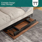 Frylr Small Foldable Desk 43.3''X 19.6''X 29.5'',Foldable Table with 2 Power Sockets and 2.1A USB Charging Ports, Folding Computer Desk for Home Office, No Install Needed, Walnut + Black Leg
