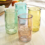 Glaver's Colored Glassware, Ice Cold Drinking Glasses Set of 4 – 18 Oz Vintage Glass Cups for Kitchen, Dining Table – Multi- Colors Glass Tumblers. Hand Wash.
