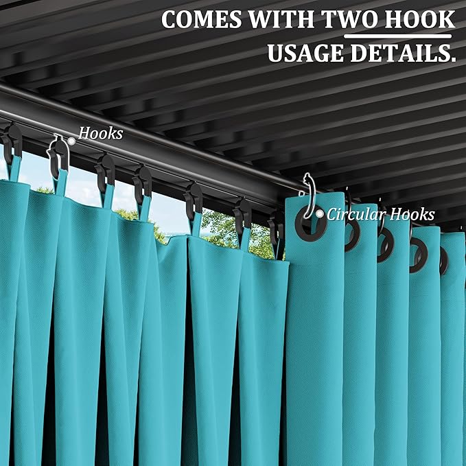 Gazebo Universal Replacement Privacy Curtain,12'×20' Gazebo Outdoor Waterproof Curtains, 4-Panels Sidewall Curtains with Double Zipper for Patio Canopy, Garden and Backyard (Curtain Only)