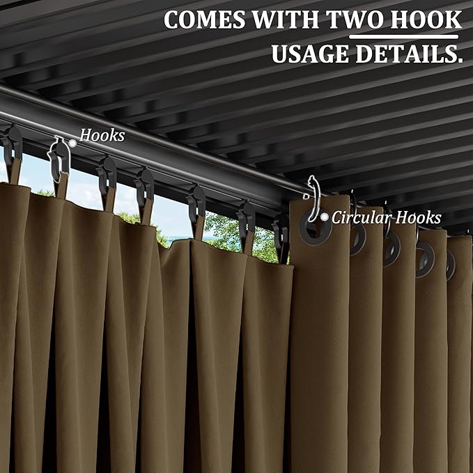 Gazebo Universal Replacement Privacy Curtain,10'×13' Gazebo Outdoor Waterproof Curtains, 4-Panels Sidewall Curtains with Double Zipper for Patio Canopy, Garden and Backyard (Curtain Only)