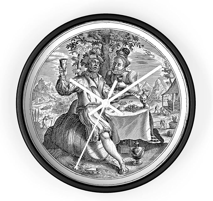 Mozingo ~ Wine Clock for Kitchen Bar Wall It's Wine O'clock Silent Time Gift Home Decor Made In USA, 10" (Hour Marks - None, Clock Frame Color - Black, Wine Theme #02)