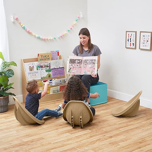 ECR4Kids Leaf Floor Seat, Rocker Chair, Sand, 6-Piece