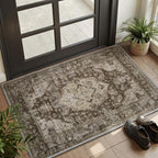 AMOAMI-2X3 Small Rug-Washable Rugs Entryway Mat Indoor-Soft Vintage Non Slip Rugs for Kitchen Laundry Room Bathroom Brown/Coffee Decorative Accent Rug for in Front of Sink 24 Inch x36 Inch