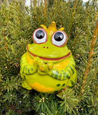 Ceramic Garden Decor - Frog Lawn Stake - Outdoor Statue - Perfect, Unique Gifts for Gardeners Woman, Men, Yard Gifts - Handmade, Frostproof