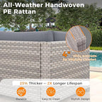 10-Seat Modern Patio Furniture Set with Swivel Rocking Chairs, Thick 4″ Cushions, Dual-Strand Wicker Rattan, Rust-Resistant Steel Frame – Outdoor Conversation & Modular Sectional,Gray