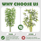 Artificial Tree Fake Plants, Artificial Bamboo Tree 7FT Tall in White Potted, Artificial Tree Indoor Decor Bamboo Silk Tree with Natural Wood Trunk, for Home Office Living Room Modern