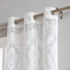 LinenZone 38 x 96 Luxury Ivory Knitted Lace Curtains. (Lisa 38 x 96, Ivory) | 2 Elegant Knitted Lace Curtains with Floral Damask Design and Scalloped Bottom in 63, 84 and 96 Inch Sizes.
