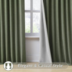 RAIN CITY 2 PCs Long Blackout Curtains 120 Inch Long 10ft, Back Tab Pleated Look Track System Drapes with Hooks, Modern Blackout Winodw Curtains for Ceiling Living Room Patio 50x120-Loden/Olive Green