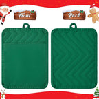 R HORSE 6Pcs Christmas Red Green Potholders with Pockets Baking Cooking Gift Kitchen Cotton Heat Resistant Potholder Machine Washable Hot Pads Oven Mitt Christmas Pot Holder Gift