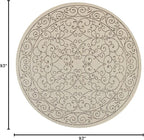 JONATHAN Y Vintage Filigree Indoor Outdoor Round Area Rug 8 Ft Beige/Brown, Charleston Textured Weave for Backyard, Patio, Porch, Easy-Cleaning, High Traffic, Pet-Friendly, Non-Shedding (SMB106A-8R)