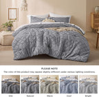 Bedsure Queen Comforter Set - Grey Comforter, Boho Tufted Shabby Chic Bedding Comforter Set, 3 Pieces Vintage Farmhouse Bed Set for All Seasons, Fluffy Soft Bedding Set with 2 Pillow Shams