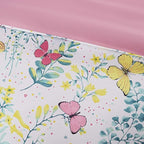 Mi Zone Kids Cynthia Comforter for Girls Microfiber Animal Butterfly Print, Modern All Season Down Alternative Kids Bed Set, Matching Sham, Decorative Pillow, Twin, Pink 3 Piece