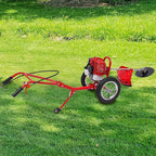 Gasoline Lawn Mower, 49CC 2-Stroke Gasoline Mower Grass Trimmer 6500-7000 RPM Portable Multifunction Gas Brush Cutter String Trimmer for Mountains Lains Orchards & Vegetable Fields