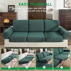 Couch Cushion Covers for Sectional Sofa, Stretch Soft Sofa Slipcovers Washable Wear-Resistant Universal Furniture Protector for Living Room(1 Piece Chair Cover, Green)