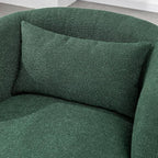KINWELL 34" Wide Boucle Swivel Barrel Chairs Set of 2, No Assembly Round Upholstered Armchairs Accent Chairs Single Sofa Chair with Toss Pillow for Living Room and Bedroom, Green